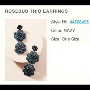 Anthropologie Rosebud Trio Earrings - Navy.